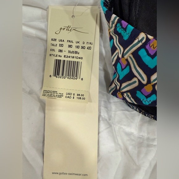 PROFILE BY GOTTEX MASQUERADE D-CUP STRAPPY V-NECK BIKINI TOP Sz 32D - Picture 8 of 8